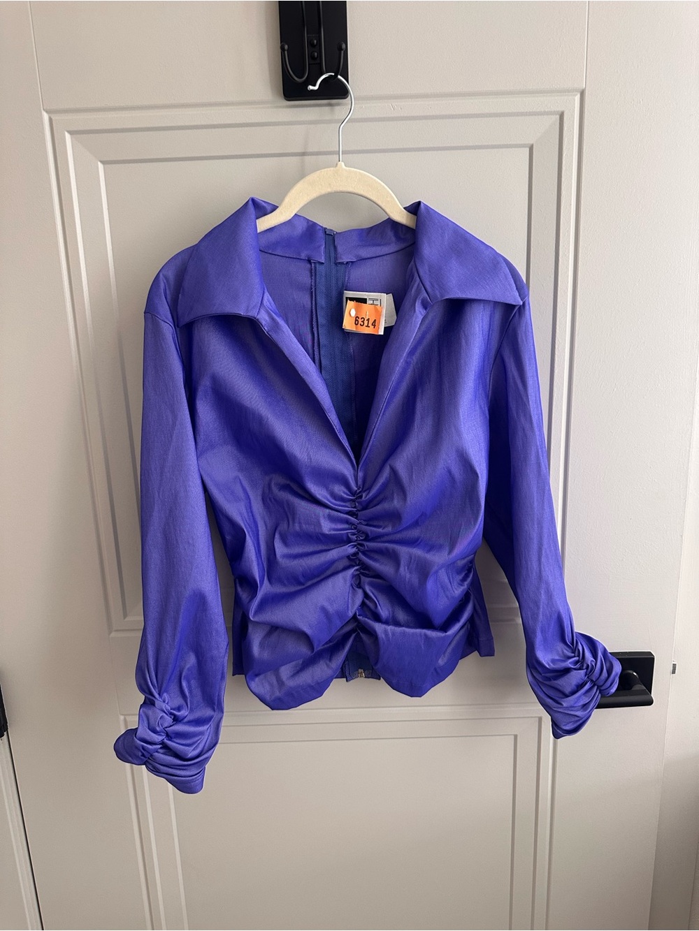 Women’s Ruched Satin Blouse - Purple